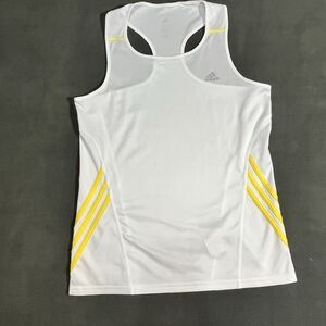 Adidas Active Sleeveless Tank Top Womens Small White/Yellow EUC